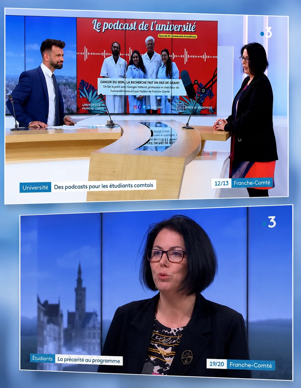 Gaëlle Maniguet interviewée sur le plateau de France 3 Franche-Comté